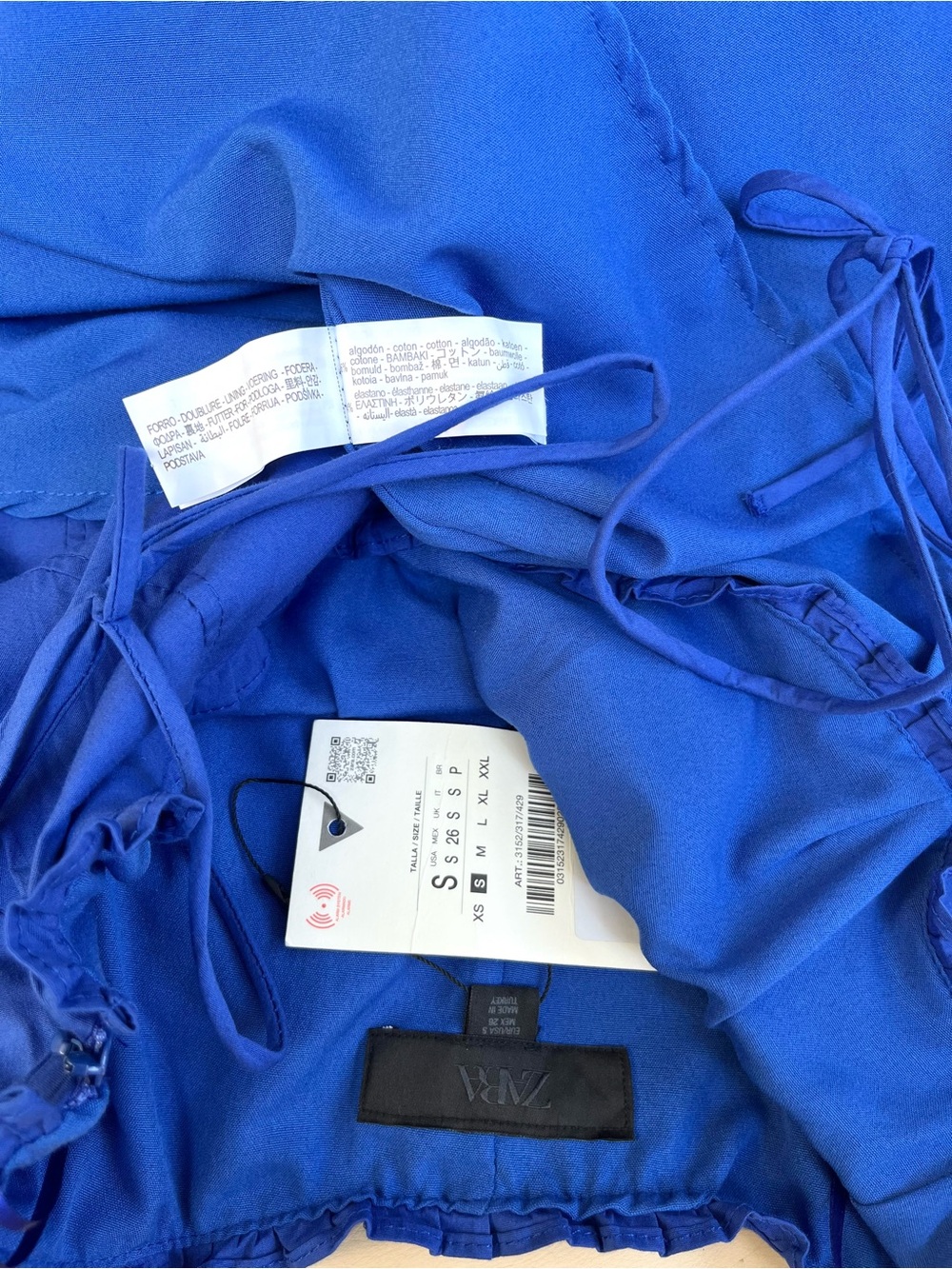 Zara Poplin Strappy Midi Dress V-Neck Ruffles Cornflower Blue Small NWT - Picture 14 of 16